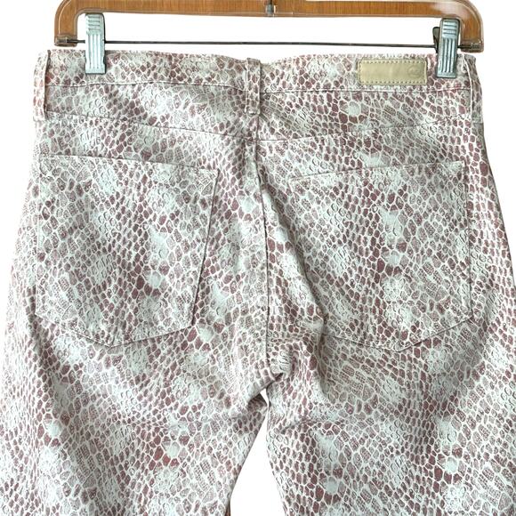 AG Adriano Goldschmied The Prima Ankle Jeans 27R Snake Print Taupe Beige - Picture 3 of 9